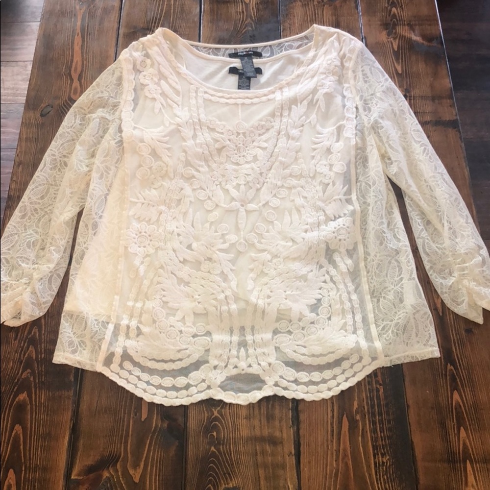 Style & Co Lace/Crochet Detail Top
